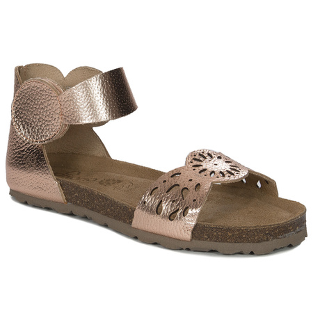 Yokono Women's leather sandals Villa Per Salmon pink and gold