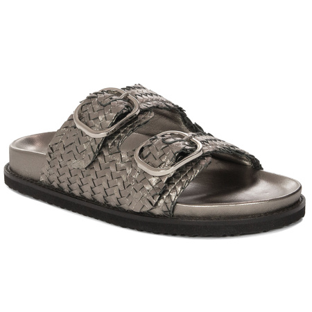  Inuovo Women's Leather Flip-Flops Silver