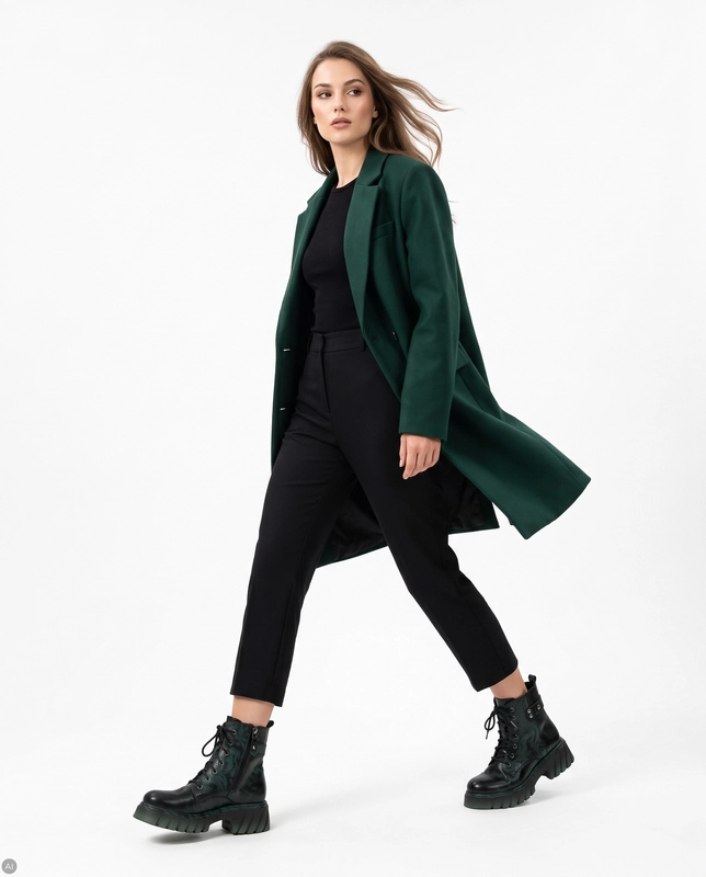 Maciejka Women's Genuine Leather Lace-Up Platform Ankle Boots Green Black 07071-09/00-8