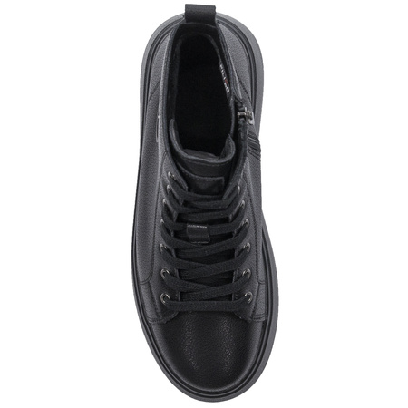 Filippo Leather Platform Ankle Boots With Zip And Laces Black DBT6338/25 BK