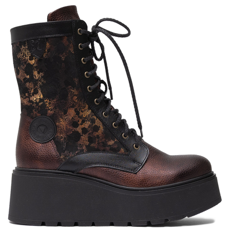 Maciejka Leather Women’s Platform Ankle Boots With Zip And Laces Brown-Black 06720-02/00-8