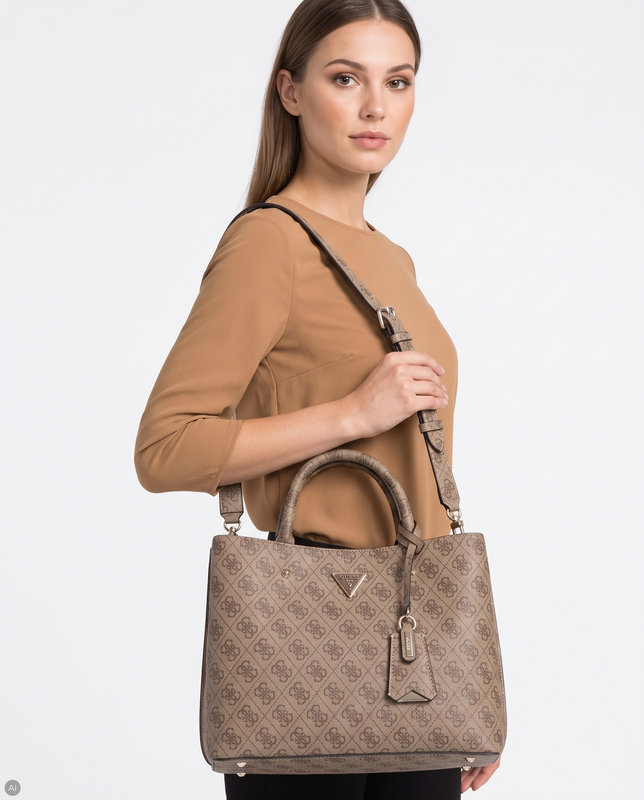 Guess Open Road Classic Tote Bag Monogram Beige HWSG6974060-BEIGE