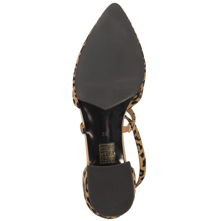 Maciejka Leather Leopard Print Pumps With Low Block Heel Beige-Black K6807-43/00-1
