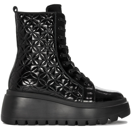 Botki Venezia Black skórzane lakierowane Czarne