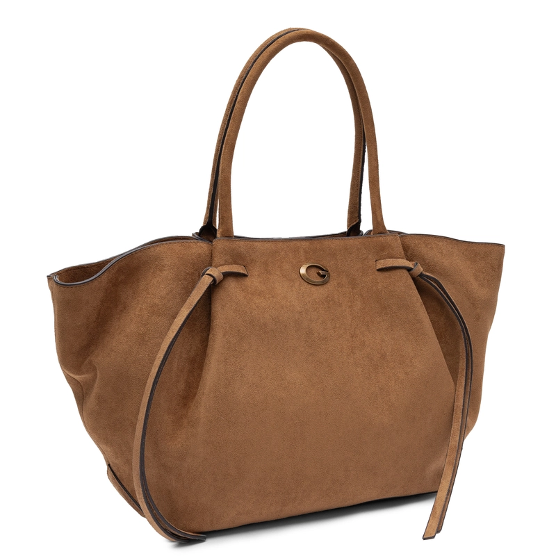Guess Sestri Classic Women's Tote Bag Large A4 Suede Cognac Brown HWSG2237230-COGNAC