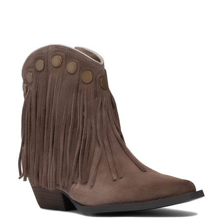 Artiker Fringe Cowboy Ankle Boots Pointed-Toe Brown 57C01136