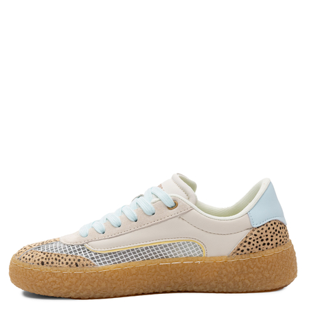 Gioseppo Skórzane Sneakersy Damskie z Siateczką i Gumową Platformą Beżowo-Błękitne 78727-COZAD-BEIGE