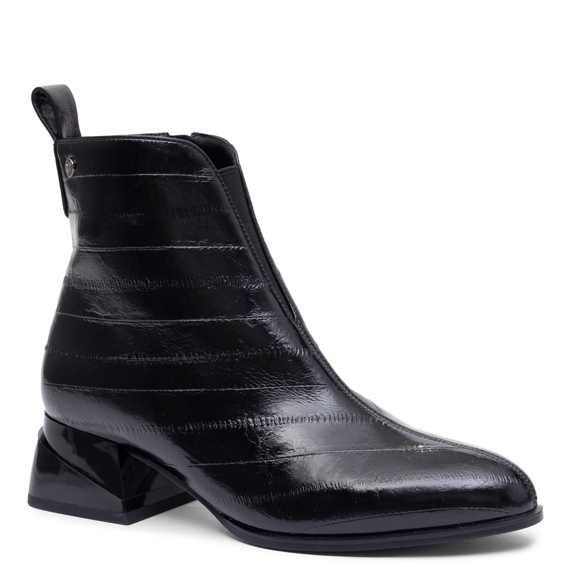 Maciejka Women's Leather Pointed Toe Geometric Block Heel Ankle Boots Black K7675-01/00-7