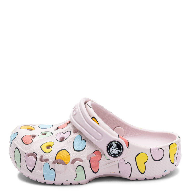 Crocs Classic Heart Print Clog Kids Clogs Sandals Lightweight Pink 209729-6PI