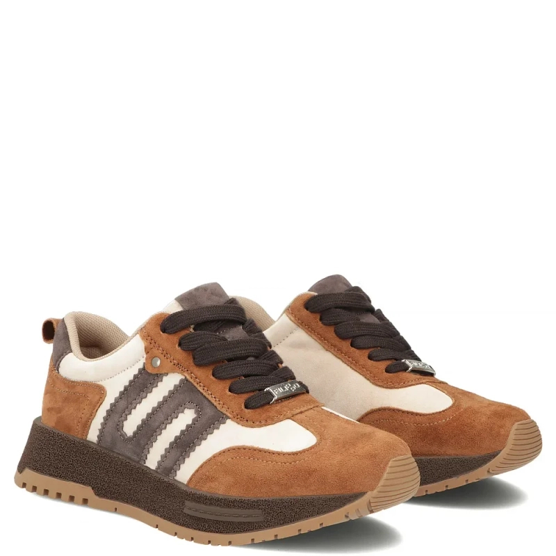 Filippo Skórzane Sznurowane Sneakersy Na Platformie Wielokolorowe DP7980-26-CA-BE