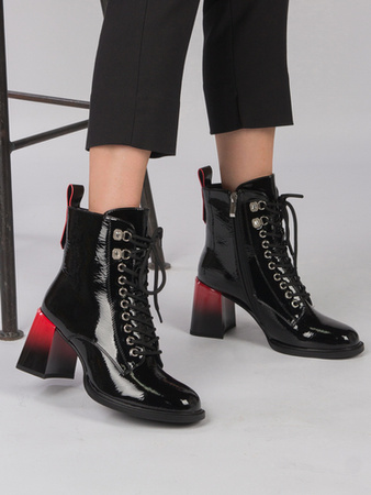 S.Barski Women's boots ankle boots black lacquered