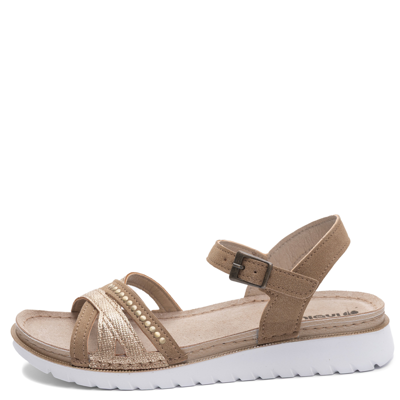 Inblu Comfortable Flat Sandals Jeweled Brown CN000054-SABBIA