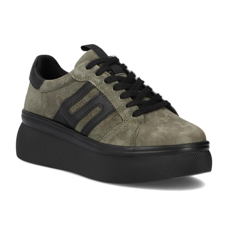 Filippo Khaki Leather Sneakers