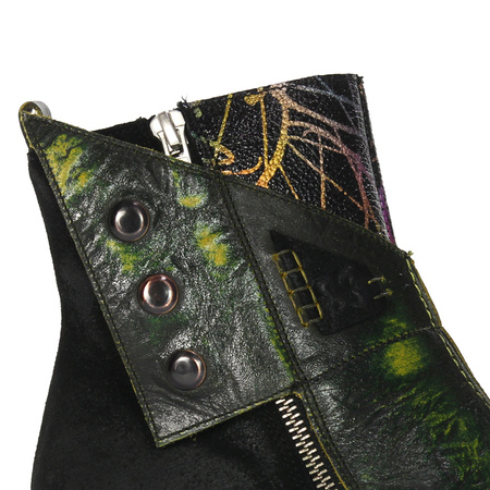 Maciejka Black- Green Lace-Up Boots