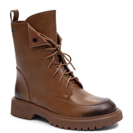 Maciejka Leather Lace-Up Boots With Zipper Cognac Ankle Boots K7749-29/00-7