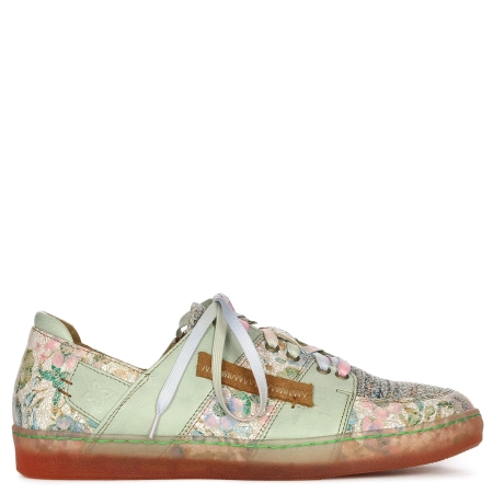 Maciejka Skórzane Sneakersy w Kwiaty Zielone 06791-09-00-1