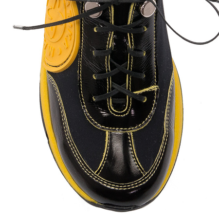Maciejka Platform Sneakers With Patent Accents Black–Yellow 06295-01/00-8