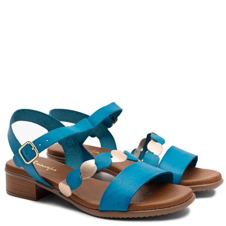 Maciejka Leather Decorative Strap Sandals Blue E7394-36/00-1