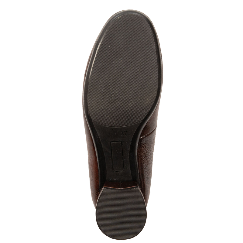 Maciejka Leather Comfortable Pumps Low Block Heel Bordeaux P7224-23/00-7