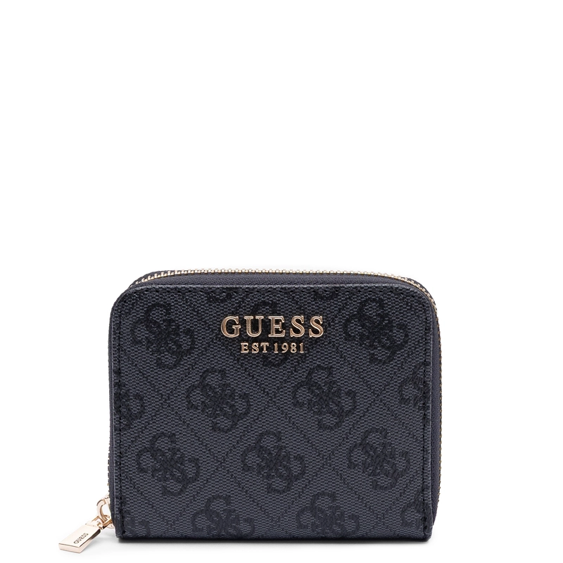 Guess Elegancki Mały Portfel Damski Na Zamek Czarny SWSG7459137-COAL