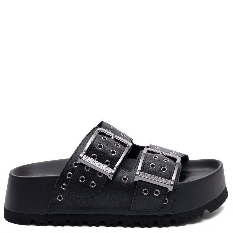 Buffalo Klapki Damskie Na Platformie Czarne 1602316-BLK