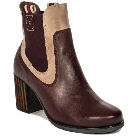 Maciejka Leather Ankle Boots Contrast Trim Burgundy 03759-23/00-3