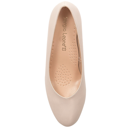 Sergio Leone Czółenka Damskie PB177 Beżowe Perła