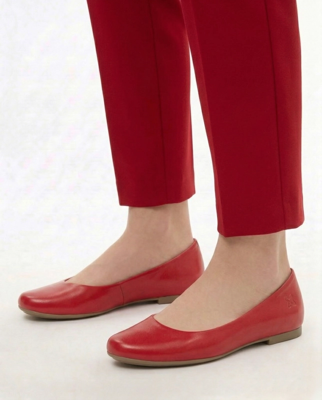 Maciejka Leather Comfort Ballet Flats Low Heel Red 00903-49/00-5