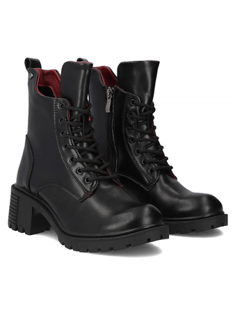 Filippo Leather Ankle Boots Warm Lined Block Heel Black DBT6501-25-BK