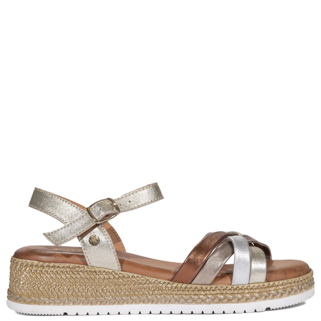 Maciejka Leather Metallic Sandals Wedge Strap Gold-Silver-Copper P7503-25/00-1
