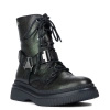 Maciejka Leather Combat Boots with Harness Metallic Green 07092-09-00-8