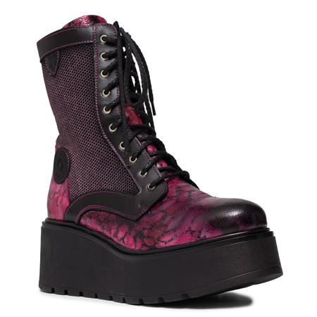 Maciejka Leather Lace-Up Platform Ankle Boots Pink 06720-15/00-8