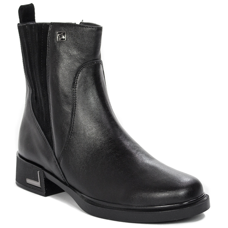 Maciejka Leather Insulated Low Block Heel Ankle Boots Black 06221-01/00-8