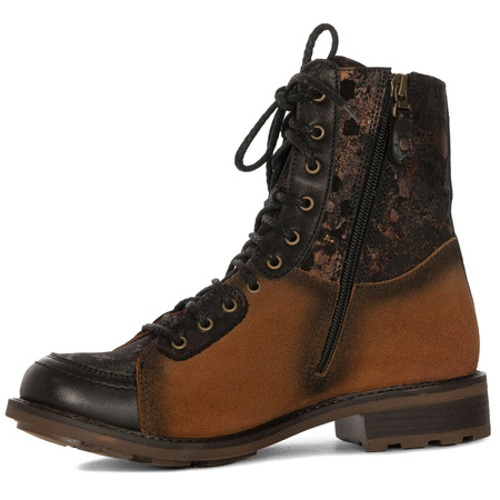 Maciejka Suede Lace-Up Ankle Boots Side-Zip Rust Black 07004-29/00-8
