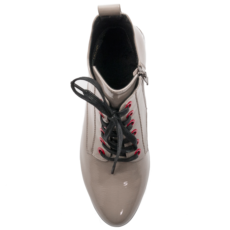 S.Barski Women's boots ankle boots beige lacquered