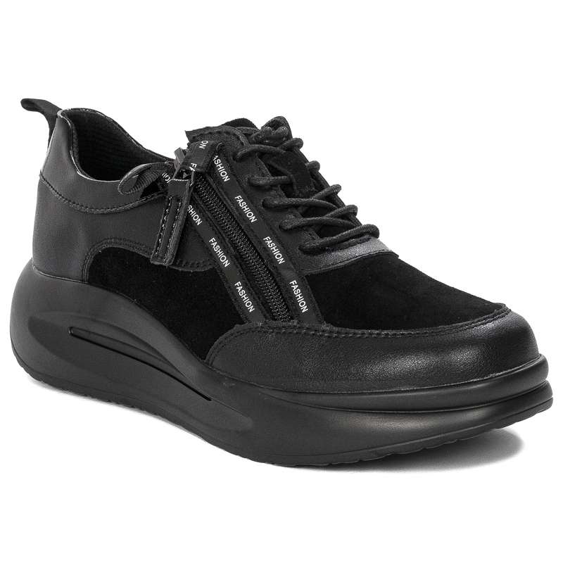 T.Sokolski Półbuty damskie sneakersy skórzane Black czarne