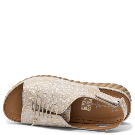 Maciejka Comfortable Leather Wedge Sandals Beige L7635-04/00-1 HTML