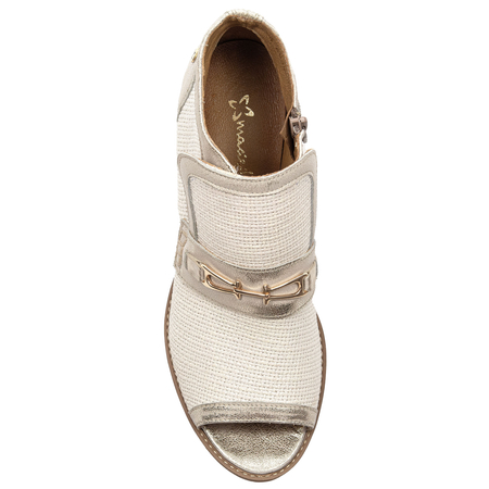 Maciejka Skórzane Botki Peep Toe Złote 06934-25/00-1