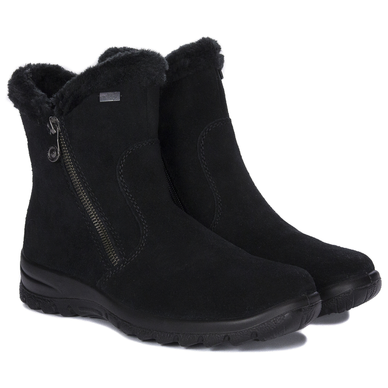 Rieker Women's Black Insulated Ankle Boots With Side Zipper L7162-00-BLK