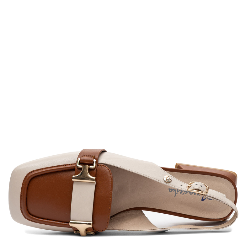 Maciejka Leather Slingback Loafers Low Heel Beige-Brown K7441-04/00-1