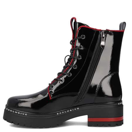 Filippo Patent Leather Lace-Up Ankle Boots Insulated Black DBT310825BK