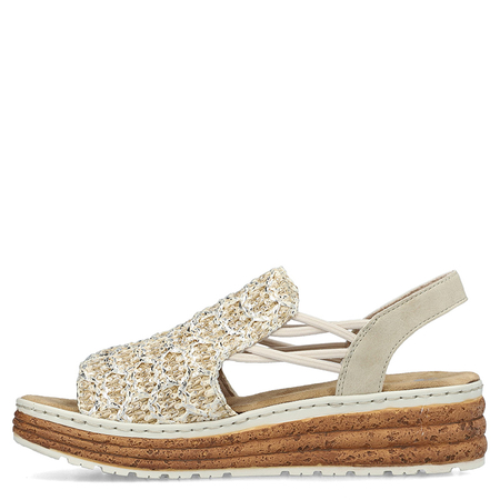 Rieker Women's Wedge Sandals Openwork Beige 62741-60