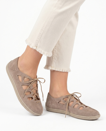 Maciejka Suede Openwork Leather Shoes Beige 06835-04/00-1
