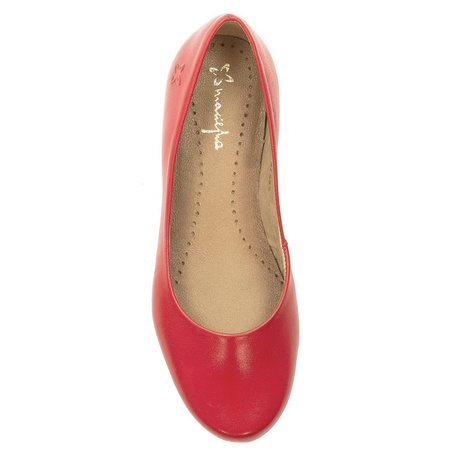 Maciejka Leather Comfort Ballet Flats Low Heel Red 00903-49/00-5