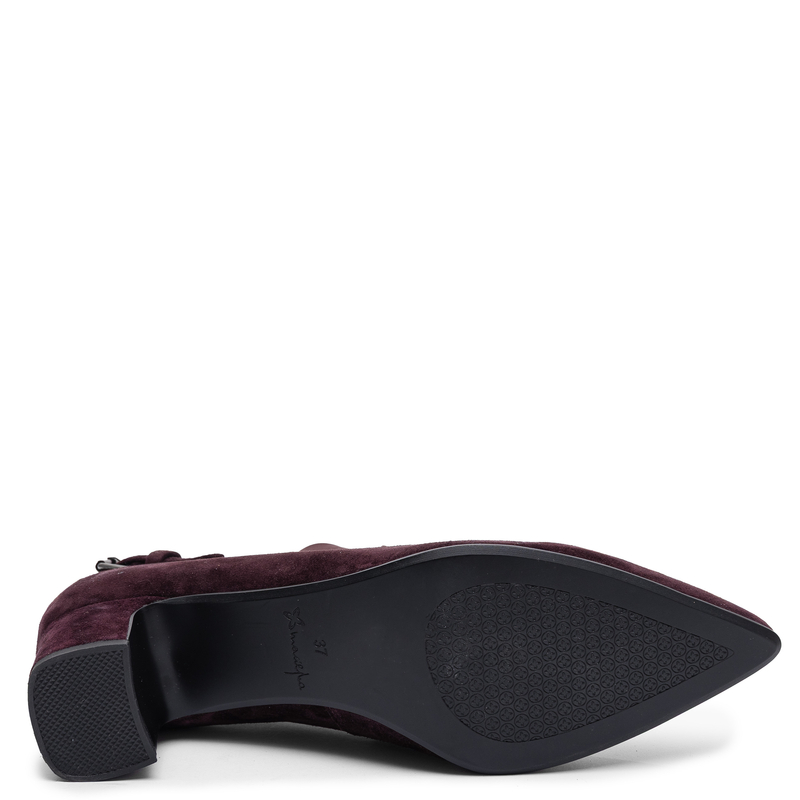Elegant Burgundy Suede Ankle Boots with Elastic Upper K7691-23/00-7