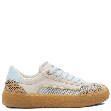 Gioseppo Skórzane Sneakersy Damskie z Siateczką i Gumową Platformą Beżowo-Błękitne 78727-COZAD-BEIGE