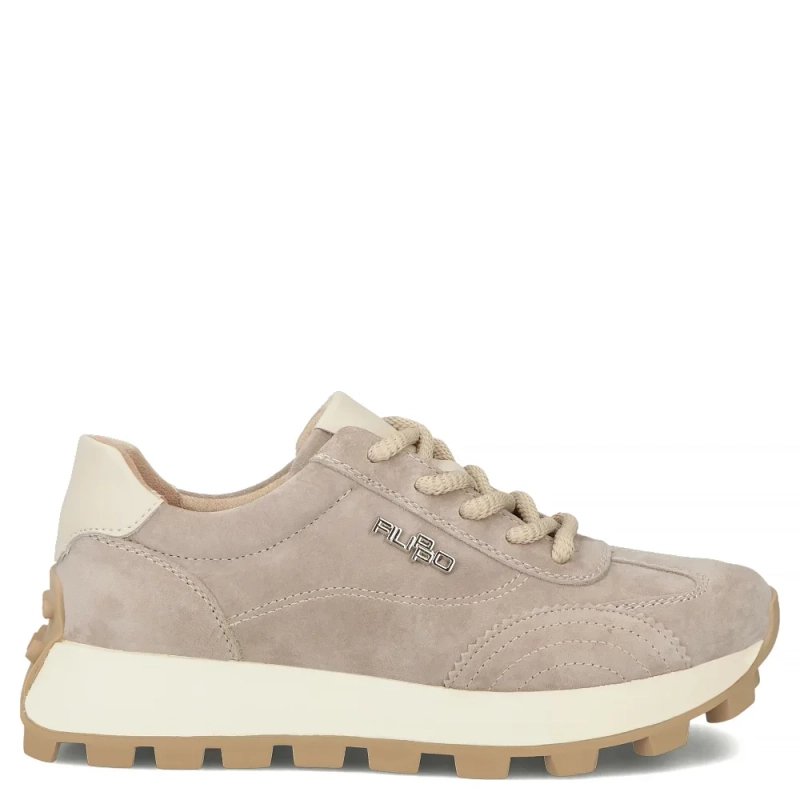 Filippo Skórzane Sneakersy Damskie Na Platformie Beżowe DP7498-26-BE
