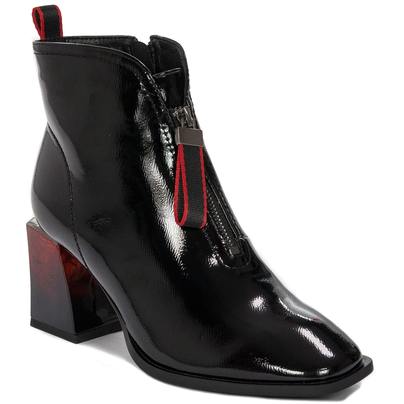 S.Barski Women's boots ankle boots black lacquered