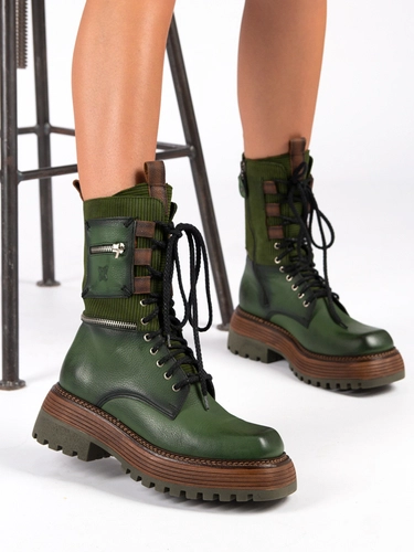 Maciejka Women's leather Green Boots