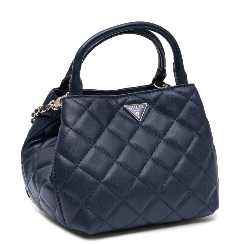 Guess Elegancka Pikowana Torebka Kuferek Wizytowa Granatowa HWQG2456710-MIDNIGHT